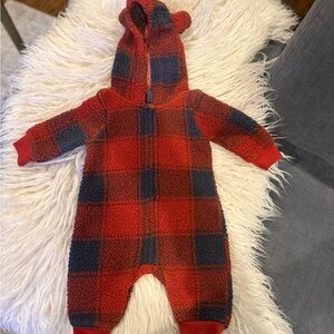 Carter's Red and Blue Plaid Fleece Footie